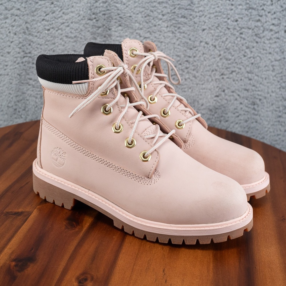 Timberland 6-Inch Premium Pink Leather Boots Kids US 4 M EU 36 Barbiecore Gorp
